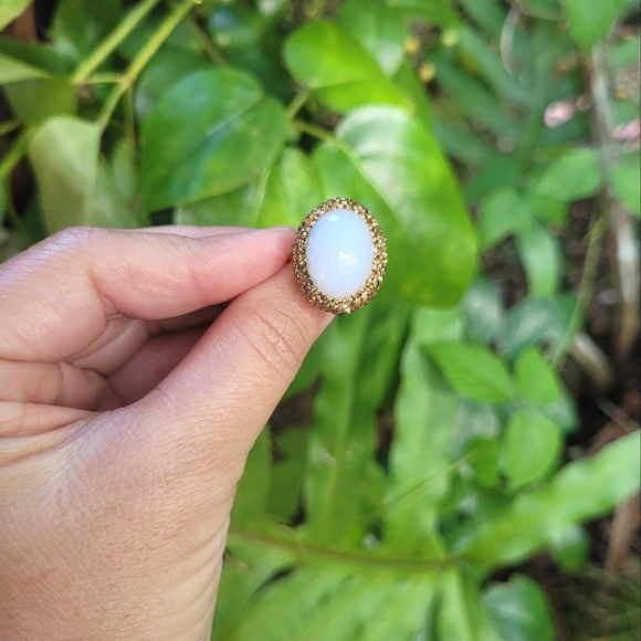 Zeyzey Faceted Opaque Moonstone🌙 Statement Ring - Picture 3 of 15